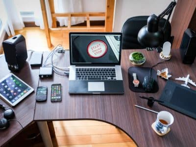 Photo by Pixabay: Photo by Pixabay: black-and-white-laptop-computer-on-brown-wooden-desk