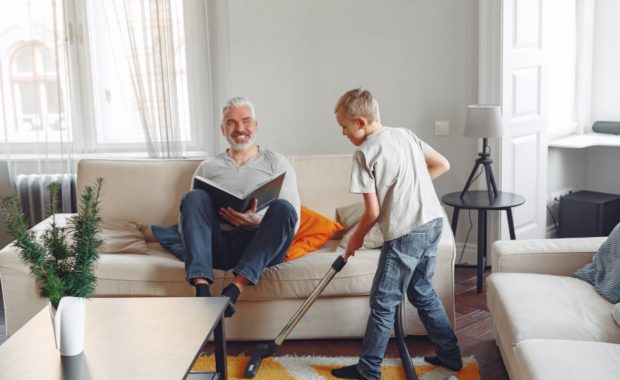 COVID-19: You Can Make a Difference. Family at home, cleaning