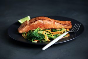 Nutrition and Gut Health: Salmon and Veggies on plate